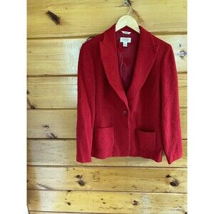 VINTAGE Talbots Blazer Women Petites 8 Red Wool Button Down Jacket Preppy 90s